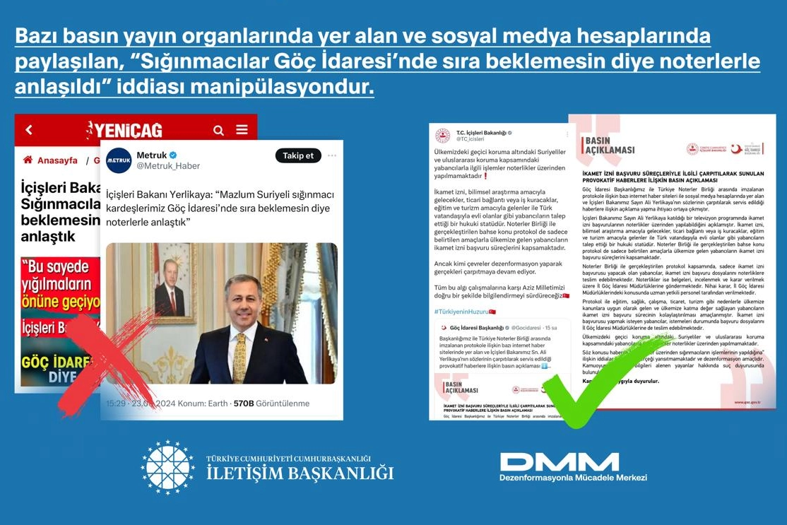 İletişim: Göç İdaresi'nin noterle anlaştığı iddiaları manipülasyon