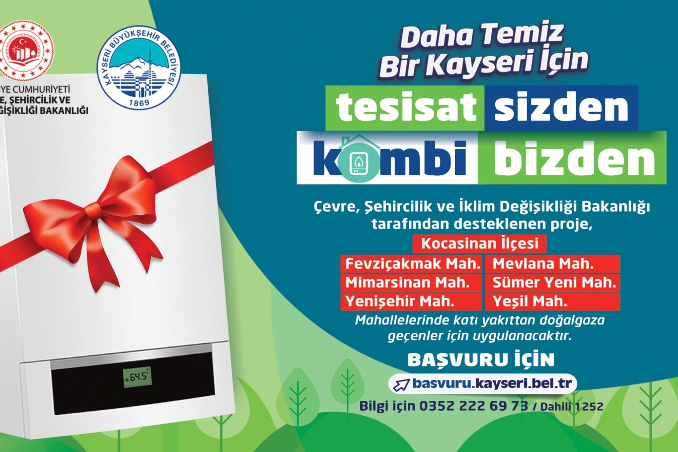 Kayseri Büyükşehir’den çevre dostu proje: 'Tesisat sizden, kombi bizden’