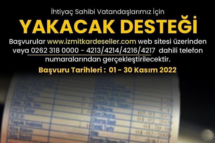 Kocaeli İzmit'te yakacak desteği başvuruları alınıyor