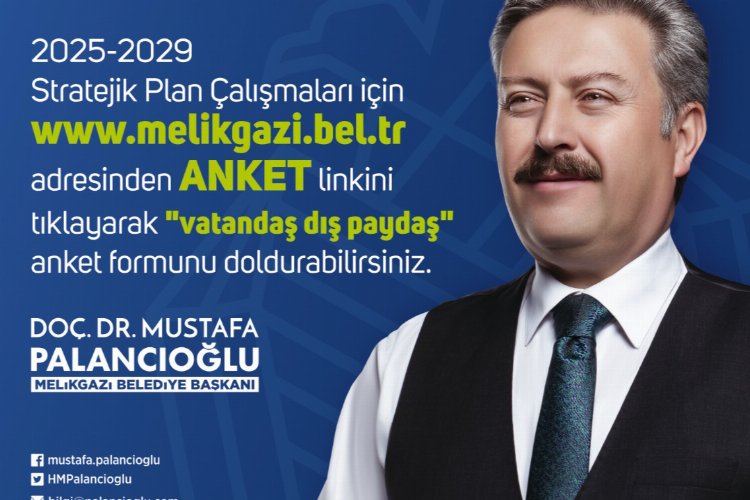 Melikgazi’den, “5 yıllık stratejik plan için vatandaş anketi”