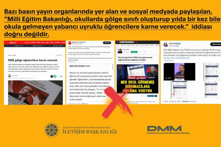 Okula gitmeyen yabancı uyruklu öğrencilere karne verileceği iddialarına açıklama