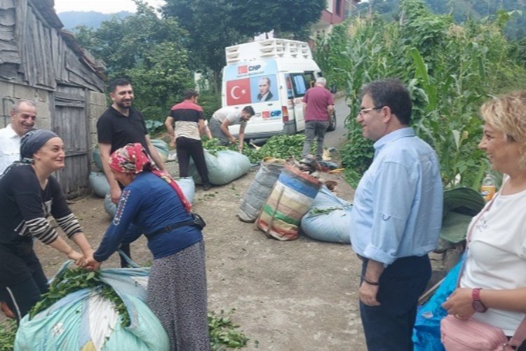 Rize'de CHP'den çay üreticilerine 'çay malzemeli' ziyaret