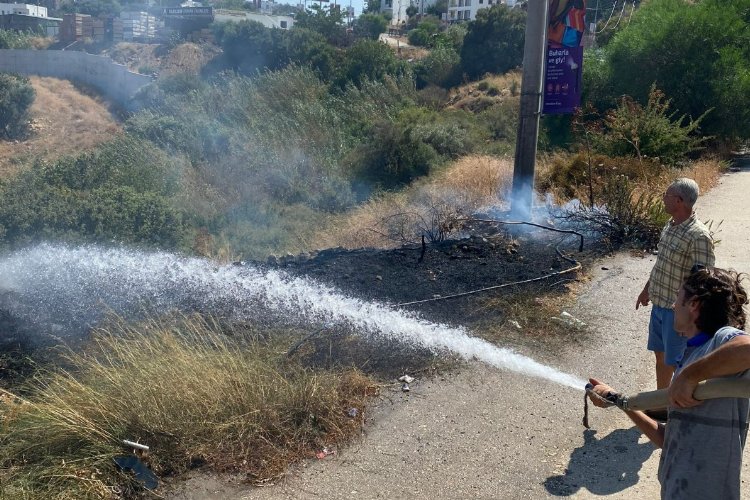 Bodrum'da yangını fark edip söndürdüler