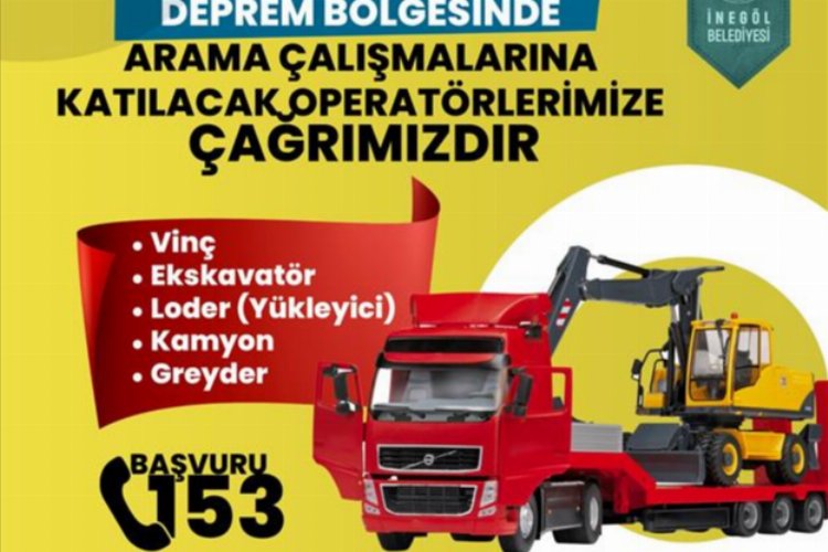 Bursa İnegöl'den operatör ve iş makinesi sahiplerine yardım çağrısı