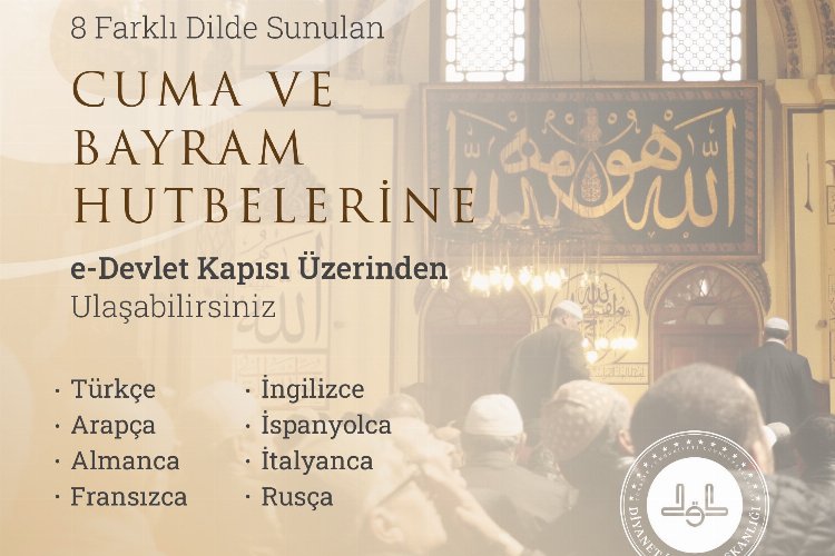 Diyanet'in hutbeleri 8 farklı dilde e-devlet'te