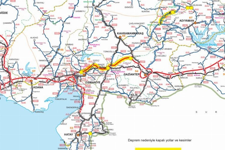 Karayolları'ndan alternatif güzergahlara ilişkin harita